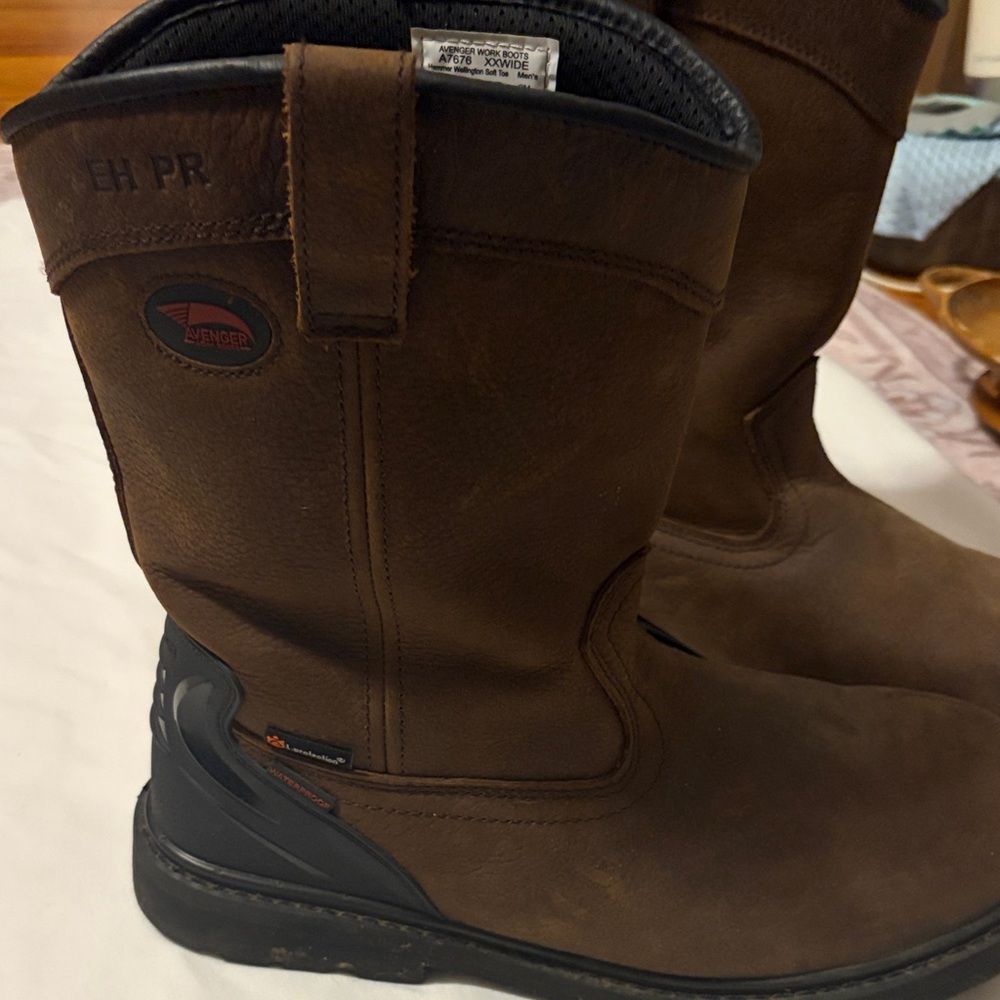 Wolverine Brown Leather Safety Work Pull-On Boots